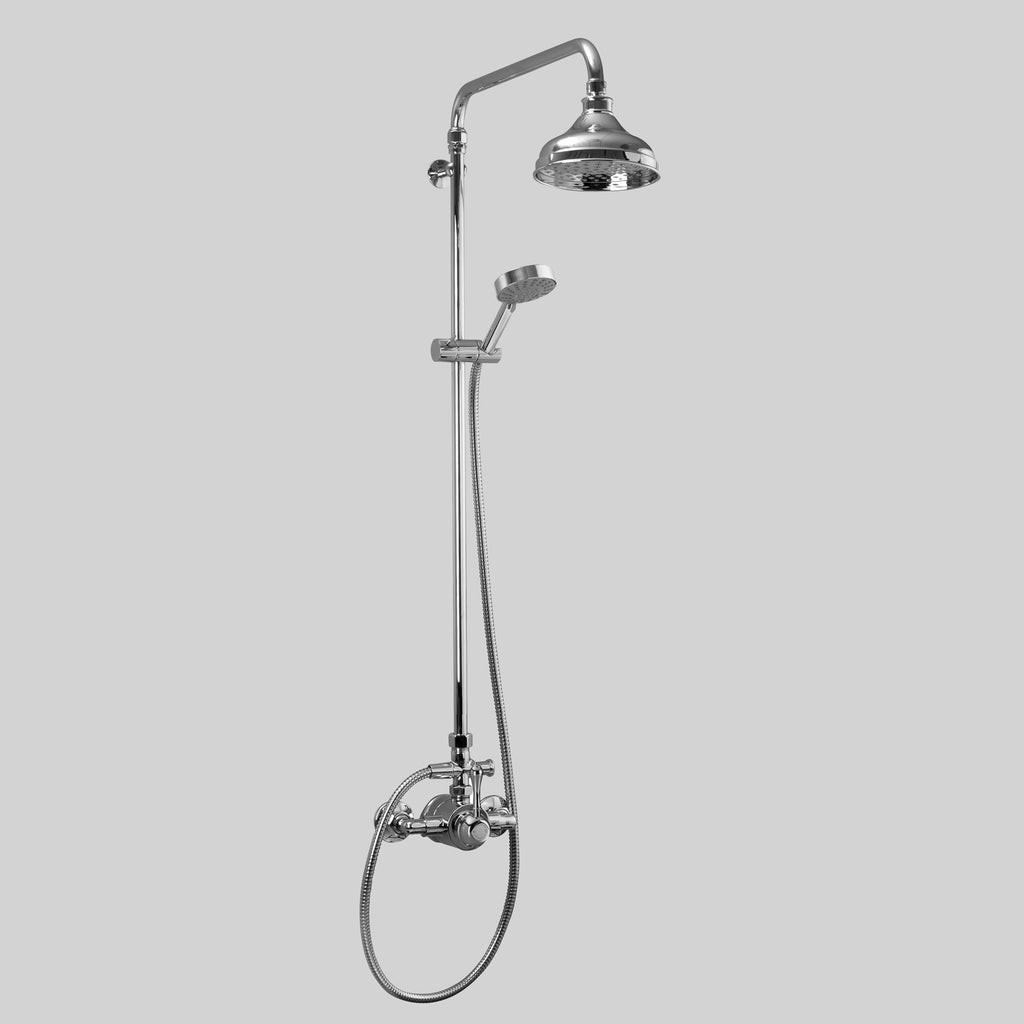 Olde English Signature -  Classic Olde English Signature Shower Set V5 with Metal Lever wall entry at 150mm fixed centres with 150mm shower rose & multi function Hand Shower