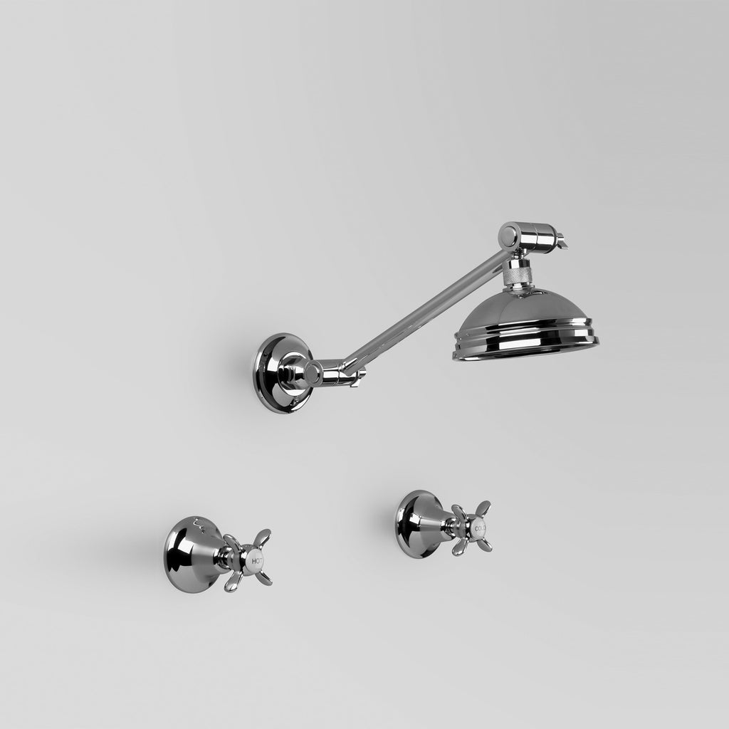 Olde English -  Classic Olde English Shower Set with adjustable arm & 100mm ball joint rose