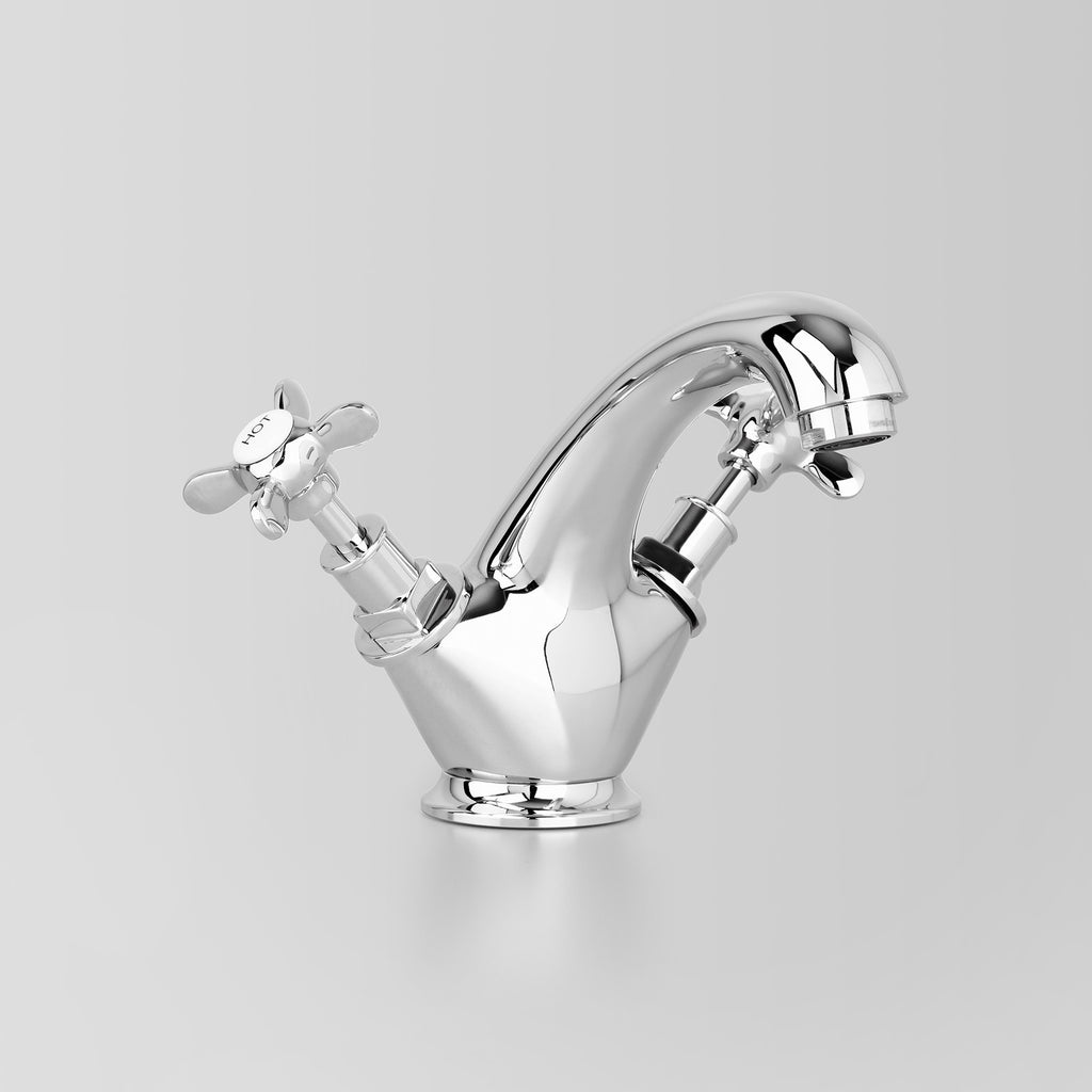 Tap Ware, Showers and Accessories -  Classic Olde English Basin Twinner 125mm fixed spout