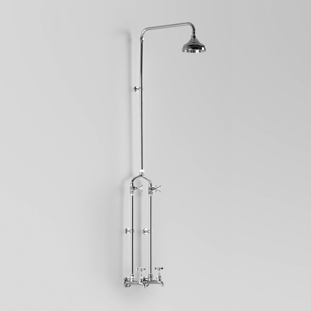 Olde English -  Classic Olde English Bath Shower Set wall entry at 150mm fixed centres with 150mm shower rose