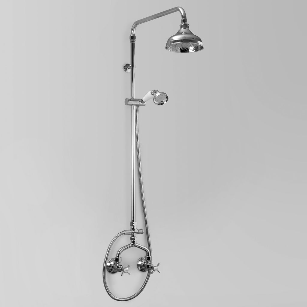  - Classic Olde English Shower Set V3 Wall entry at 150mm fixed centres & 150mm shower rose & Hand Shower