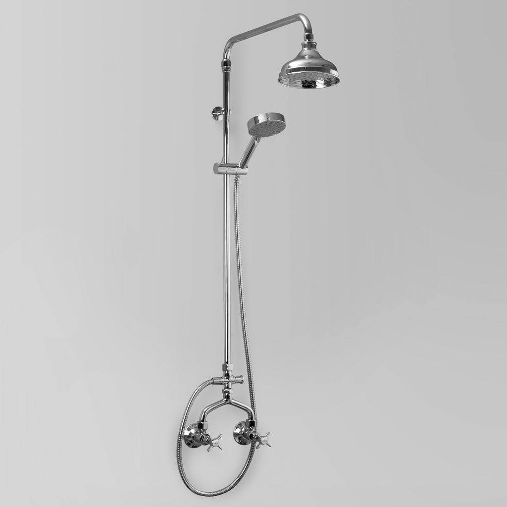  - Classic Olde English Shower Set V5 Wall entry at 150mm rose & multi function hand