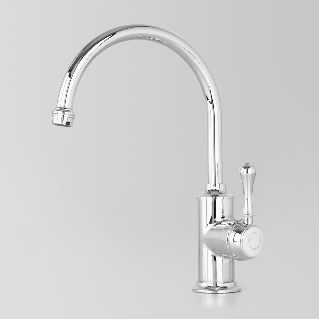 Tap Ware, Showers and Accessories -  Classic Olde English Signature Kitchen Mixer Metal Lever 200mm swivel spout