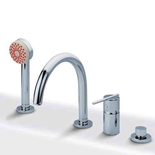 Spin Hob mounted bath mixer set with hand shower