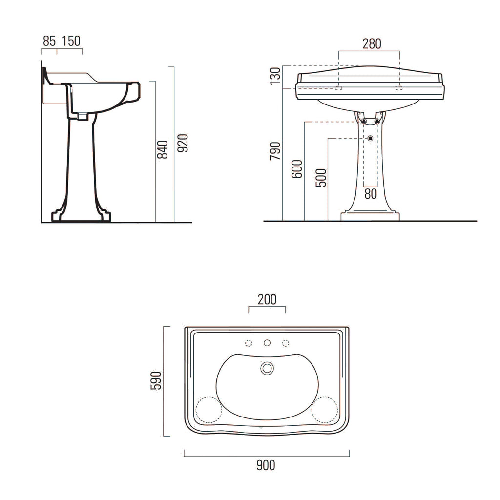  - Olde English Signature 50.91 Pedestal Basin