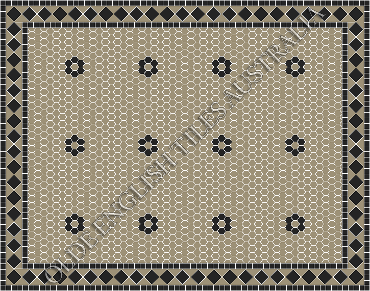 Classic Mosaic Patterns - Algonquin 25 Light Grey with Black Pattern