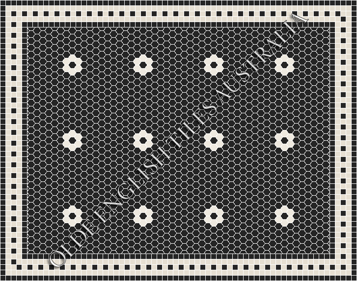 Mosaic Tiles - Algonquin 25 Black with White Pattern