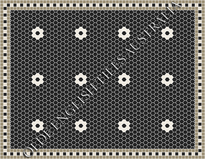 Classic Mosaic Patterns - Algonquin 25 Black with White Pattern
