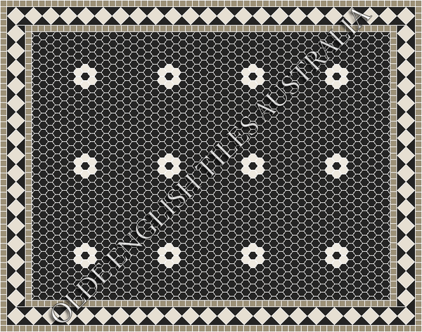 Algonquin 25 Black with White Pattern – Olde English Tiles™