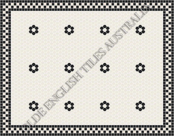 Classic Mosaic Patterns - Algonquin 25 White with Black Pattern