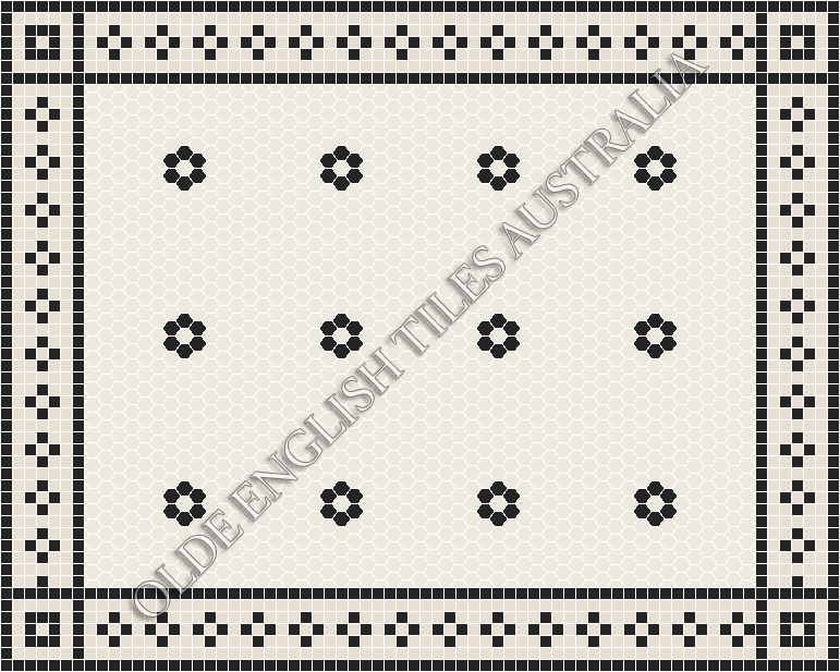 Mosaic Tiles - Algonquin 25 White with Black Pattern