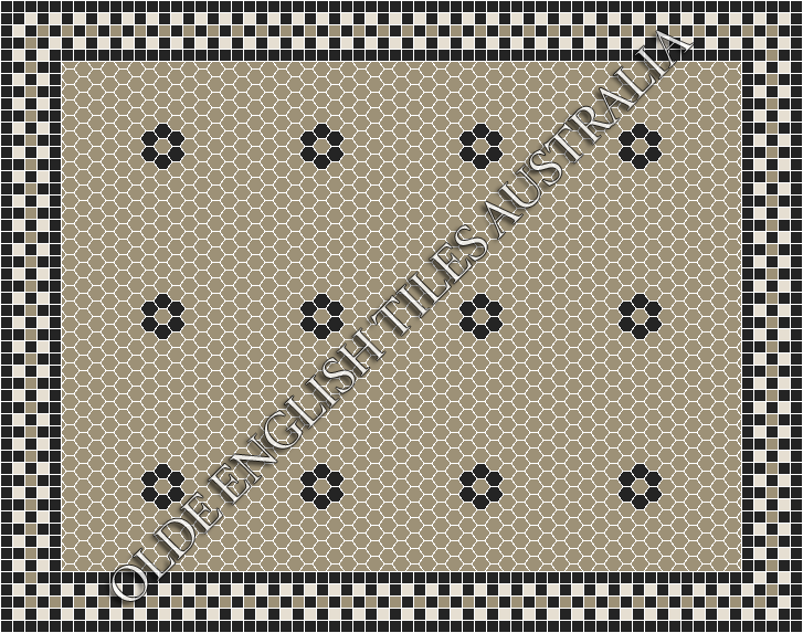 Mosaic Tiles - Algonquin 25 Light Grey with Black Pattern