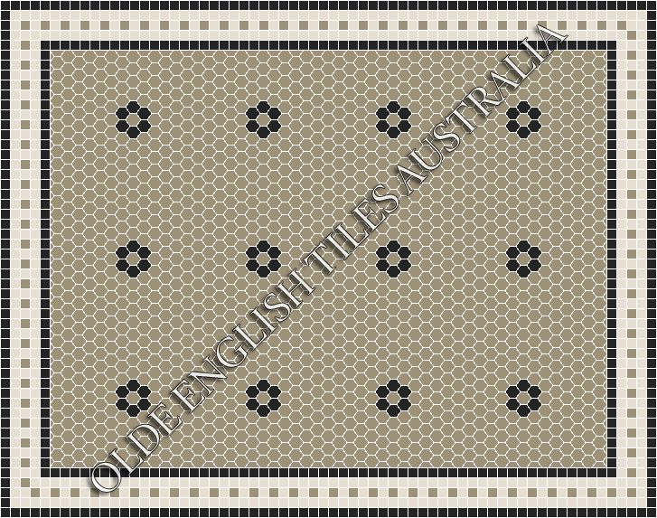 Mosaic Tiles - Algonquin 25 Light Grey with Black Pattern