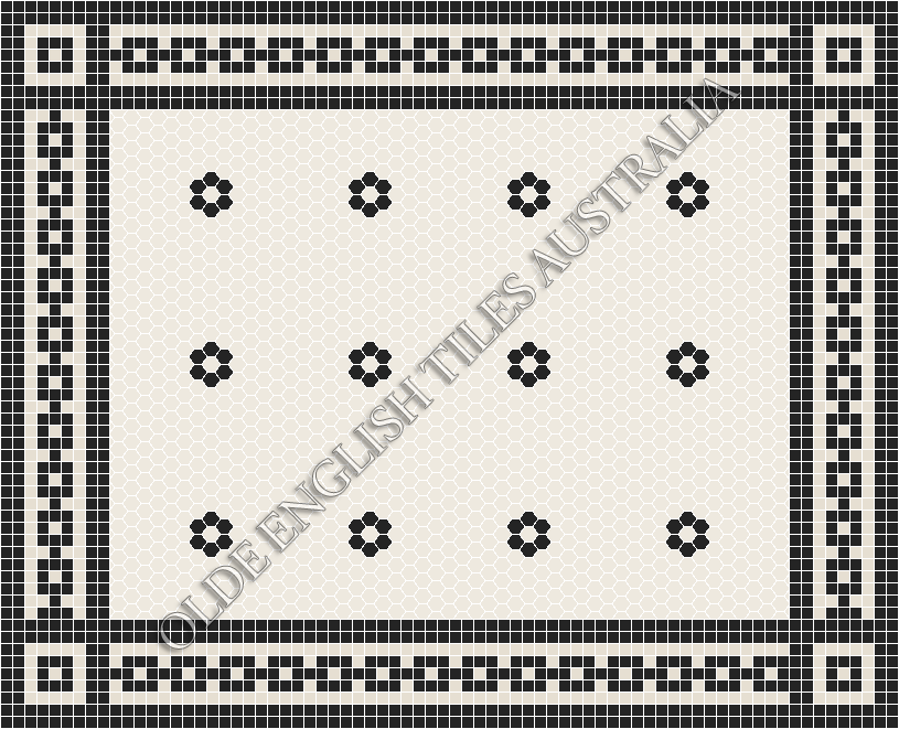 Mosaic Tiles - Algonquin 25 White with Black Pattern