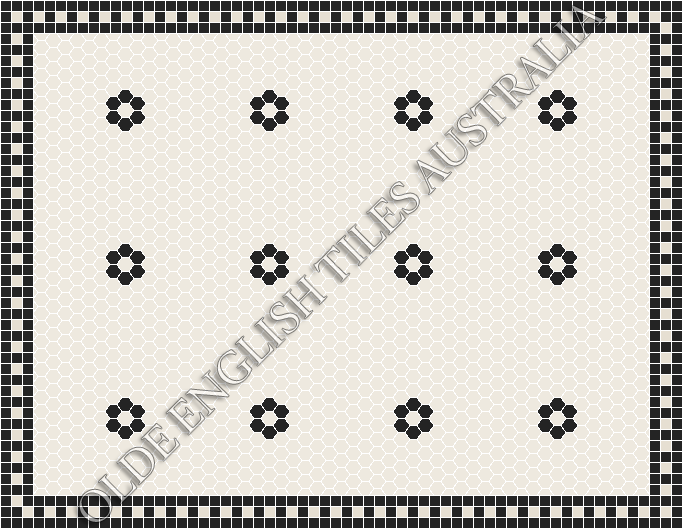 Classic Mosaic Patterns - Algonquin 25 White with Black Pattern