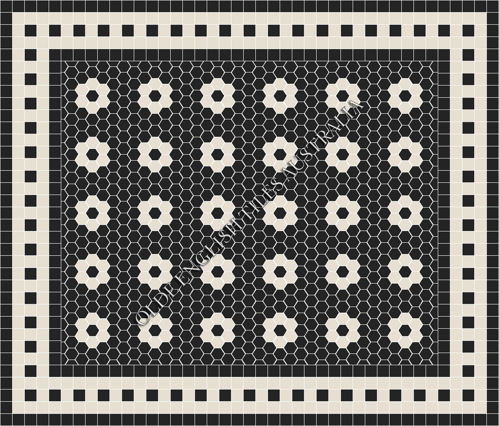 Classic Mosaic Patterns - Algonquin 50 Black with White Pattern