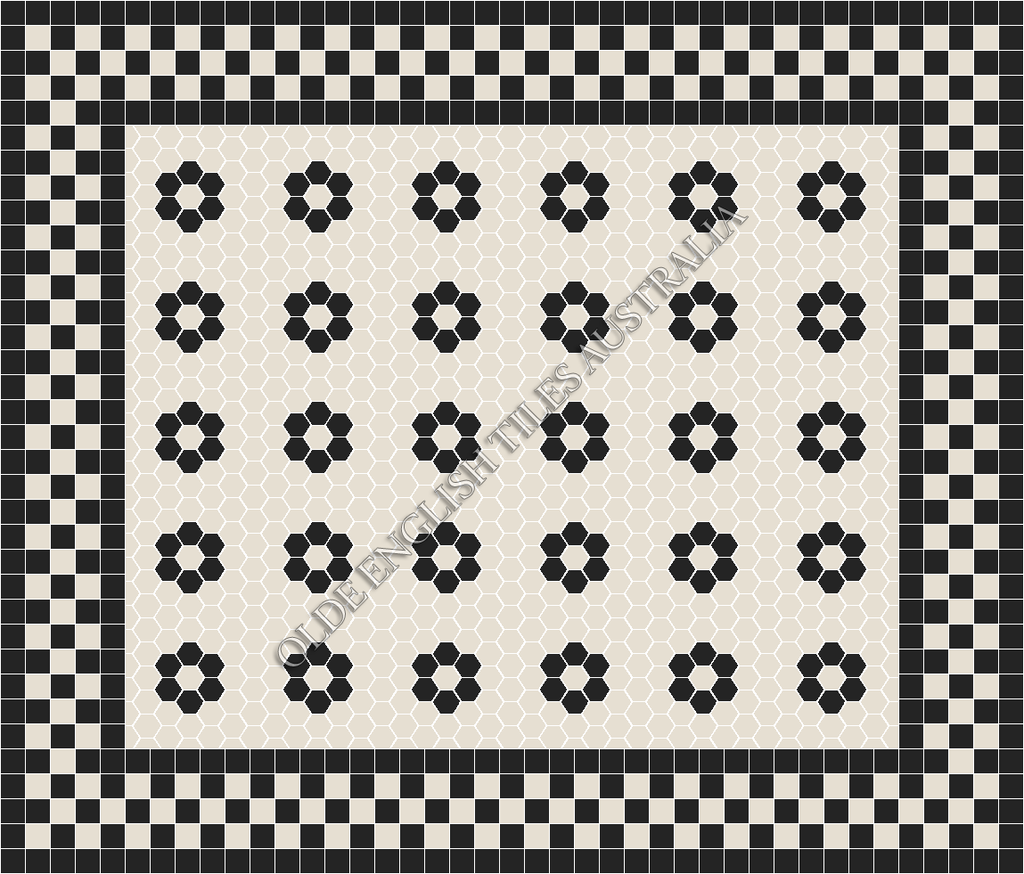 Mosaic Tiles - Algonquin 50 White with Black Pattern