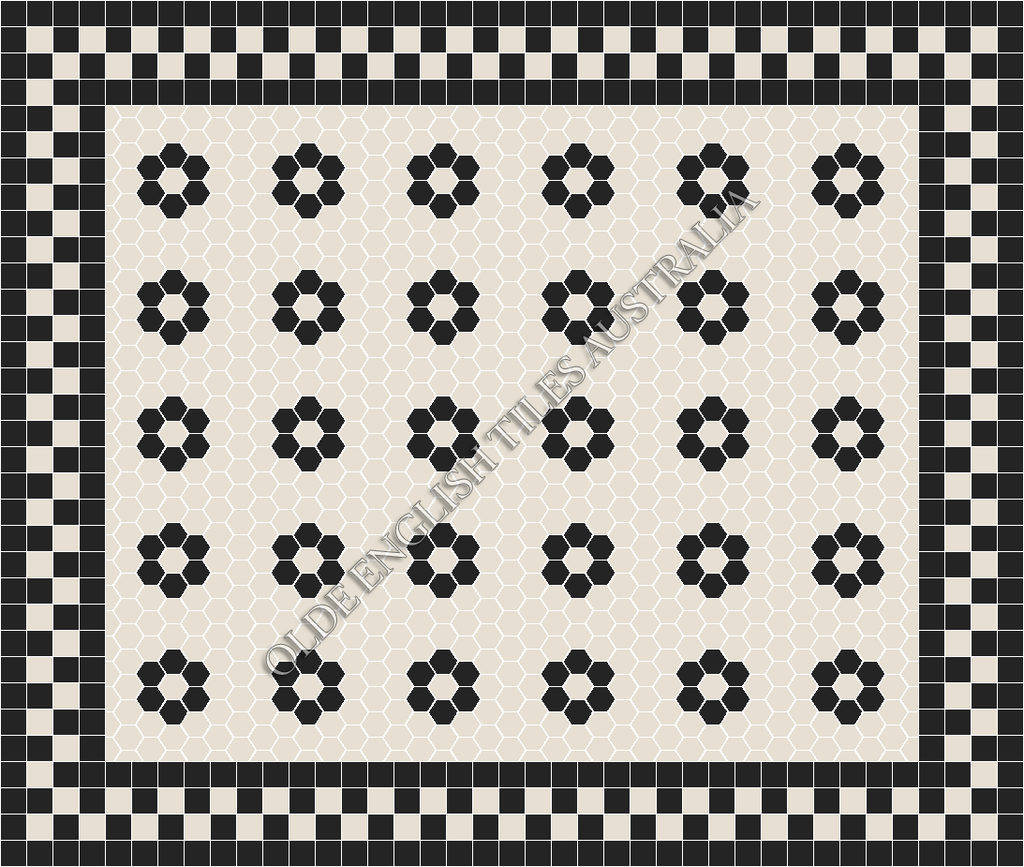 Classic Mosaic Patterns - Algonquin 50 White with Black Pattern
