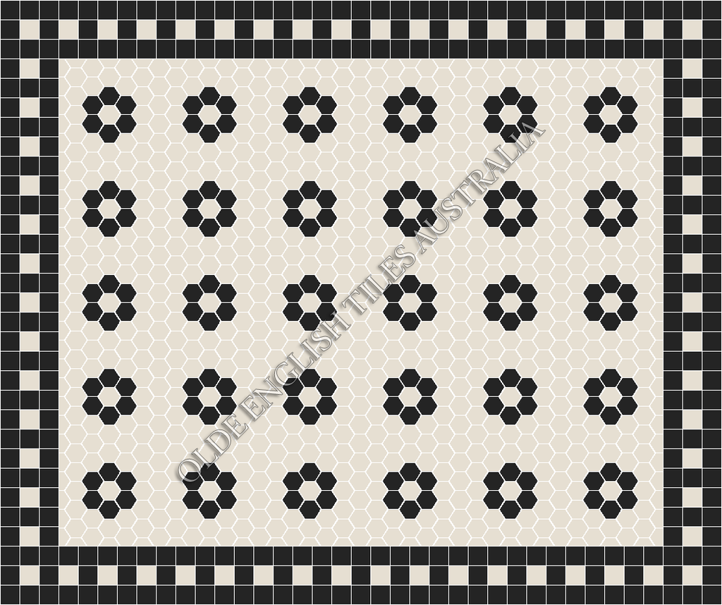 Mosaic Tiles - Algonquin 50 White with Black Pattern