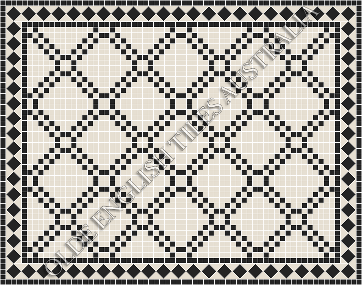 Mosaic Tiles - Astoria 20 White with Black Pattern