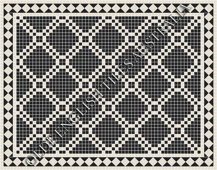 Mosaic Tiles - Astoria 20 Black with White Pattern