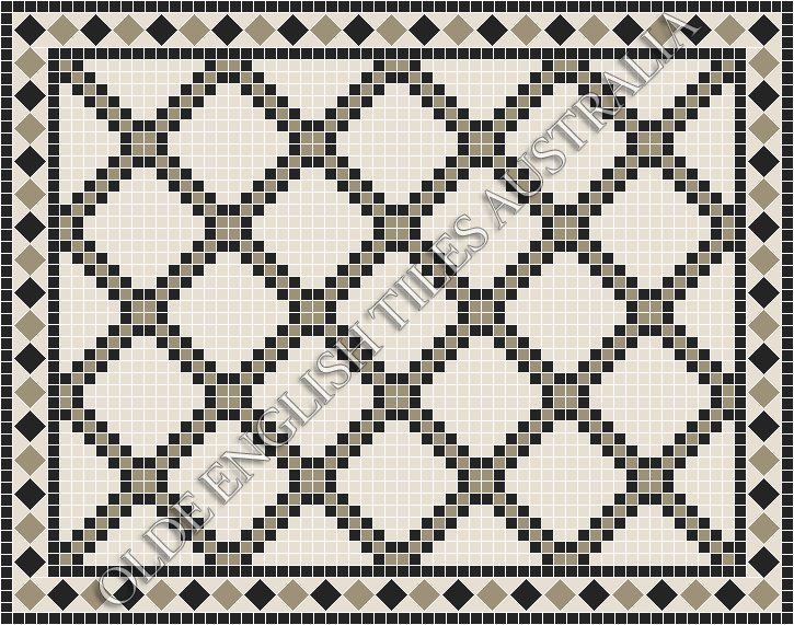 Classic Mosaic Patterns - Astoria 20 Multi White with Light Grey & Black Pattern