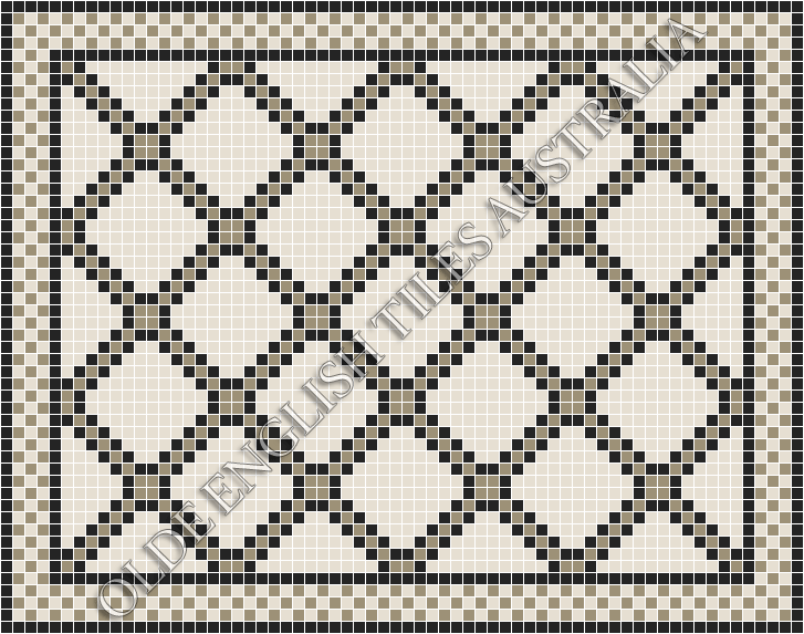 Classic Mosaic Patterns - Astoria 20 Multi White with Light Grey & Black Pattern