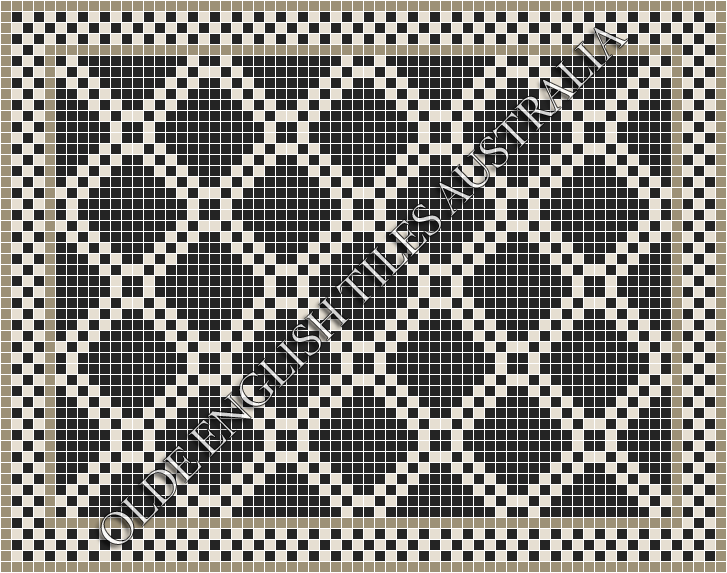 Mosaic Tiles - Astoria 20 Black with White Pattern