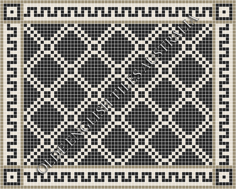 Mosaic Tiles - Astoria 20 Black with White Pattern