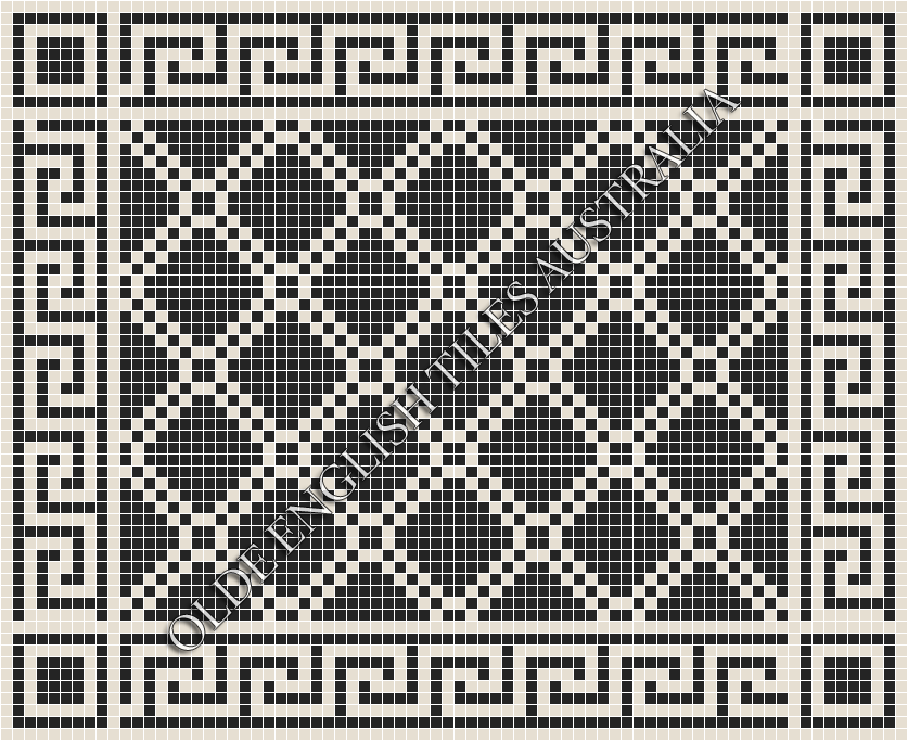 Mosaic Tiles - Astoria 20 Black with White Pattern