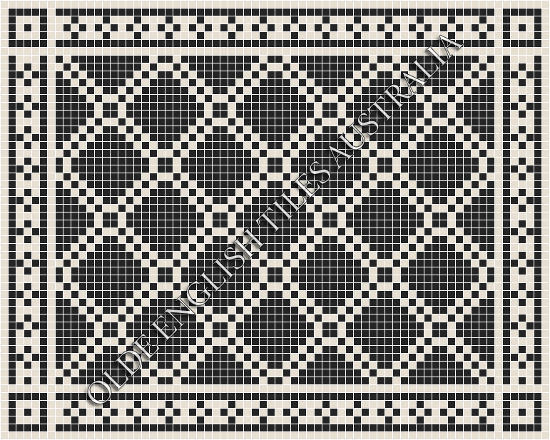 Mosaic Tiles - Astoria 20 Black with White Pattern