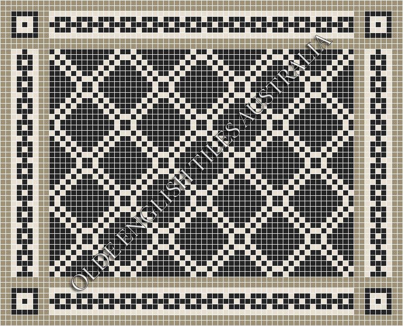 Mosaic Tiles - Astoria 20 Black with White Pattern