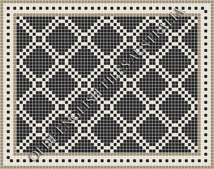 Mosaic Tiles - Astoria 20 Black with White Pattern