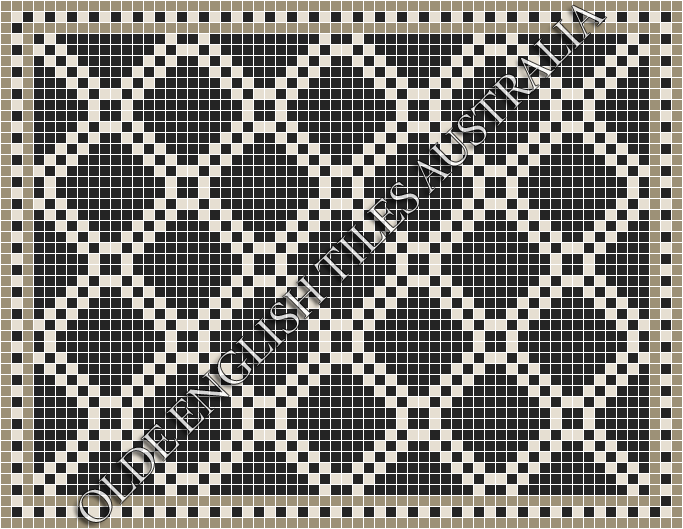 Mosaic Tiles - Astoria 20 Black with White Pattern