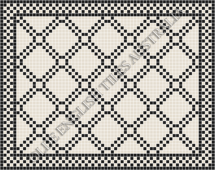 Mosaic Tiles - Astoria 20 White with Black Pattern