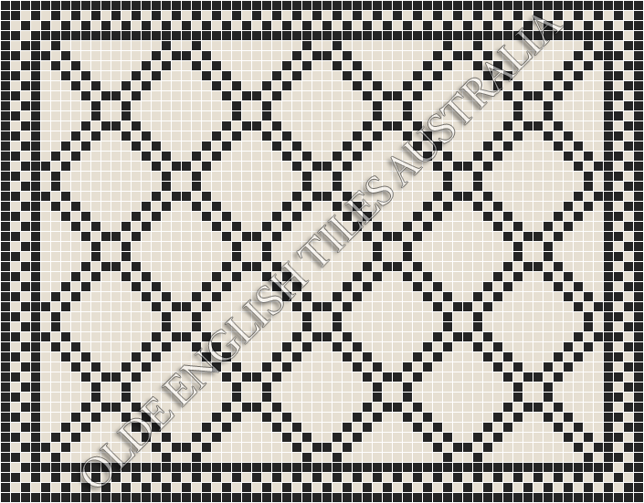 Mosaic Tiles - Astoria 20 White with Black Pattern