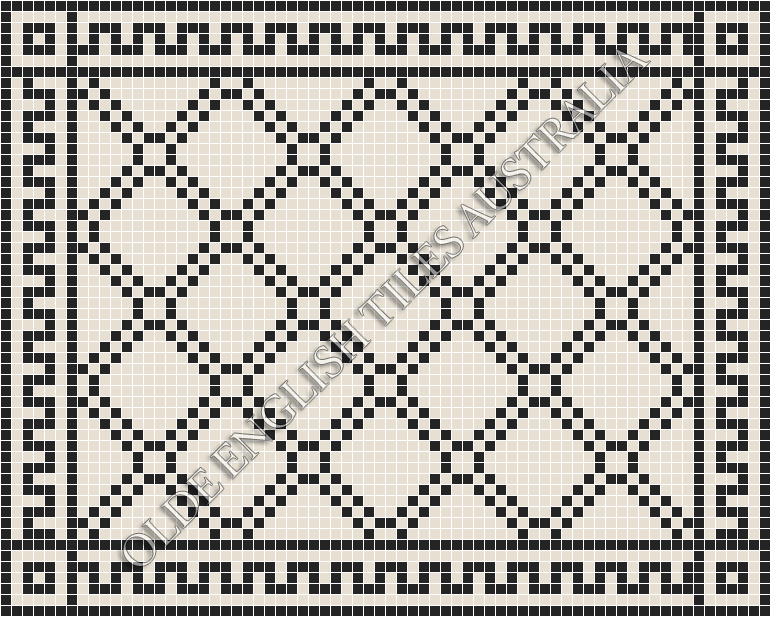 Mosaic Tiles - Astoria 20 White with Black Pattern