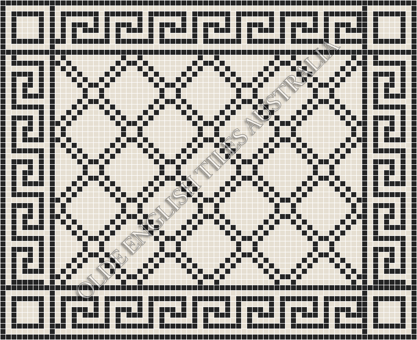 Mosaic Tiles - Astoria 20 White with Black Pattern