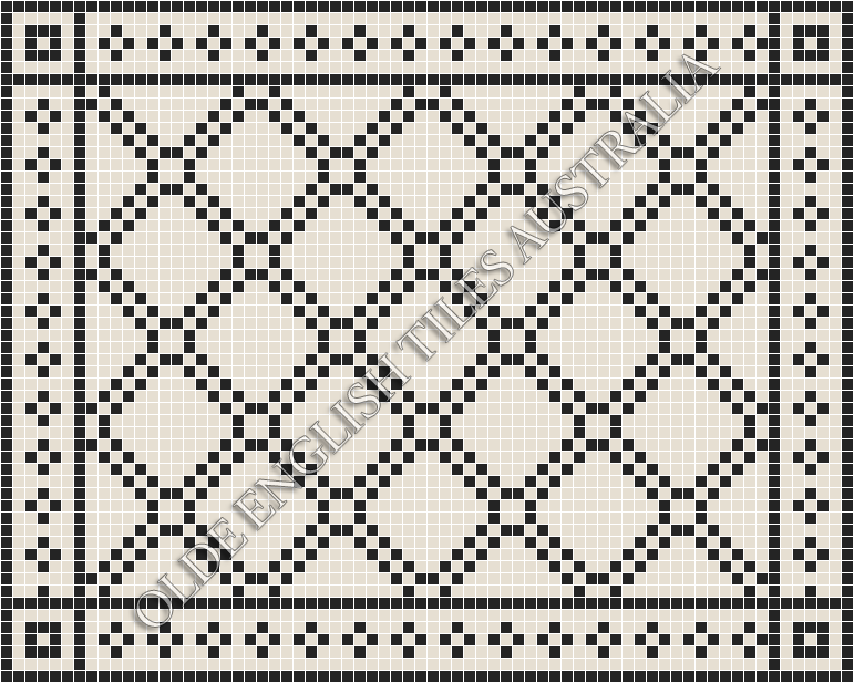 Mosaic Tiles - Astoria 20 White with Black Pattern