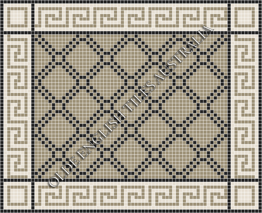 Mosaic Tiles - Astoria 20 Light Grey with Black Pattern