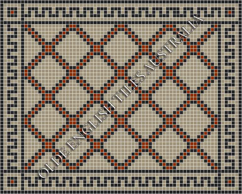Classic Mosaic Patterns - Astoria 20 Multi Light Grey with Black & Special Red Pattern