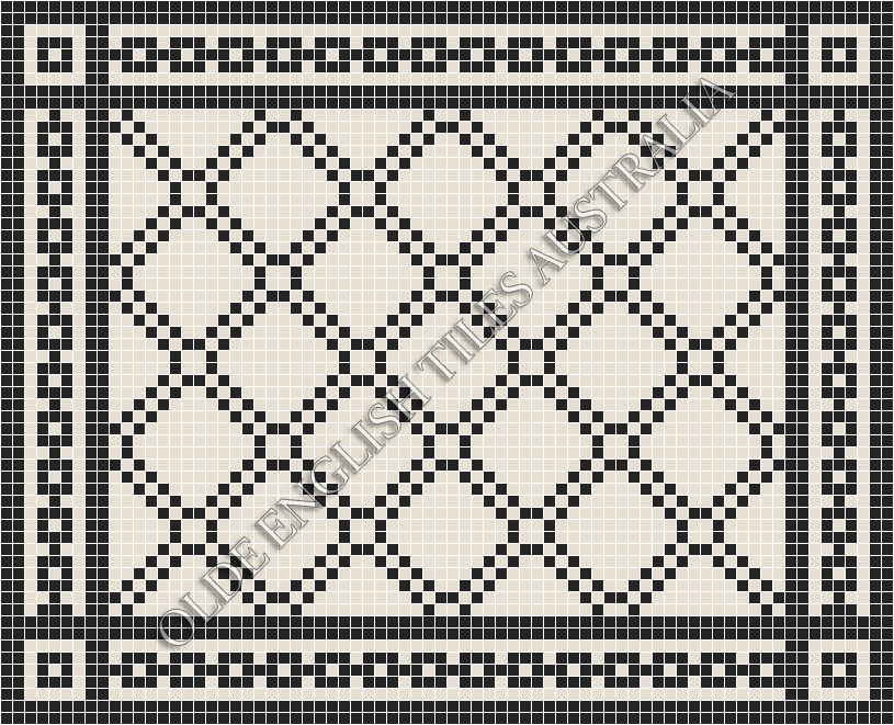 Mosaic Tiles - Astoria 20 White with Black Pattern