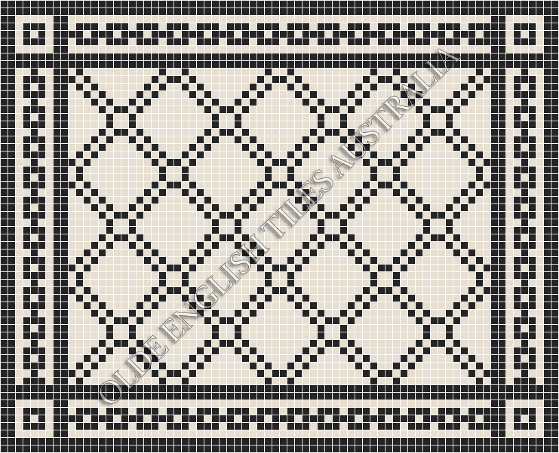 Classic Mosaic Patterns - Astoria 20 White with Black Pattern