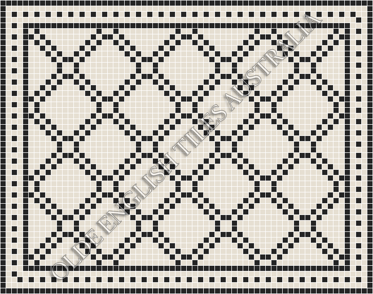 Mosaic Tiles - Astoria 20 White with Black Pattern