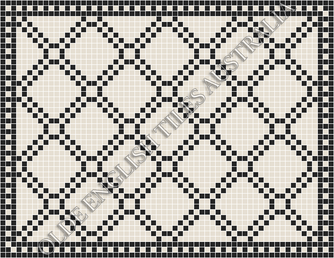 Mosaic Tiles - Astoria 20 White with Black Pattern