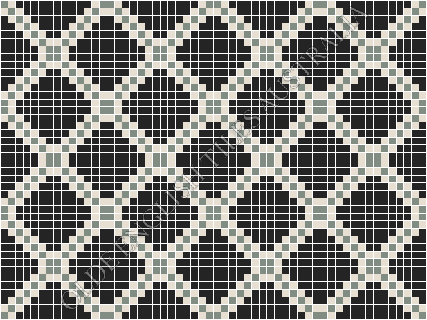 Classic Mosaic Patterns -  Astoria 20 Multi Black with White & Light Green Pattern