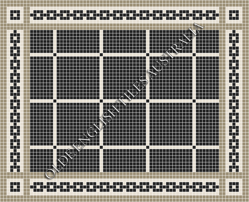 Classic Mosaic Patterns - Brooklyn 20 Black with White Pattern