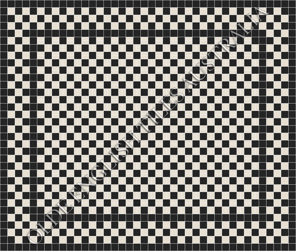 Classic Mosaic Patterns - Cannes 1 50 x 50 and 50 x 23.5 Black with White