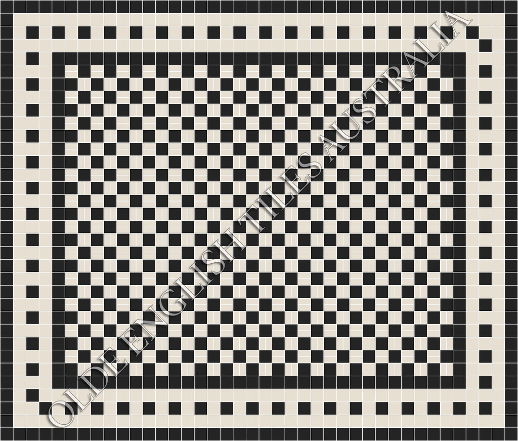 Classic Mosaic Patterns - Cannes 1 50 x 50 and 50 x 23.5 Black with White