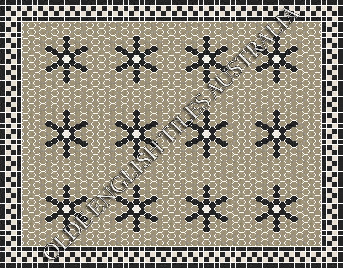 Classic Mosaic Patterns - Central Park 25 Light Grey with Black & White Pattern